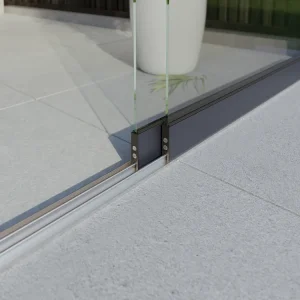 Glazen schuifwand antraciet 2rail