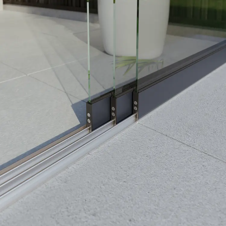 Glazen schuifwand antraciet 3rail