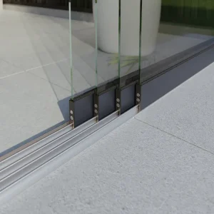 Glazen schuifwand antraciet 4rail