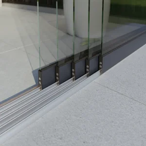 Glazen schuifwand antraciet 5rail