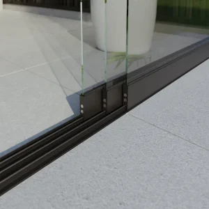 Glazen schuifwand zwart 3rail