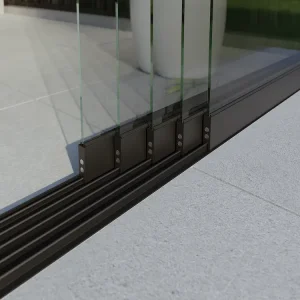 Glazen schuifwand zwart 5rail